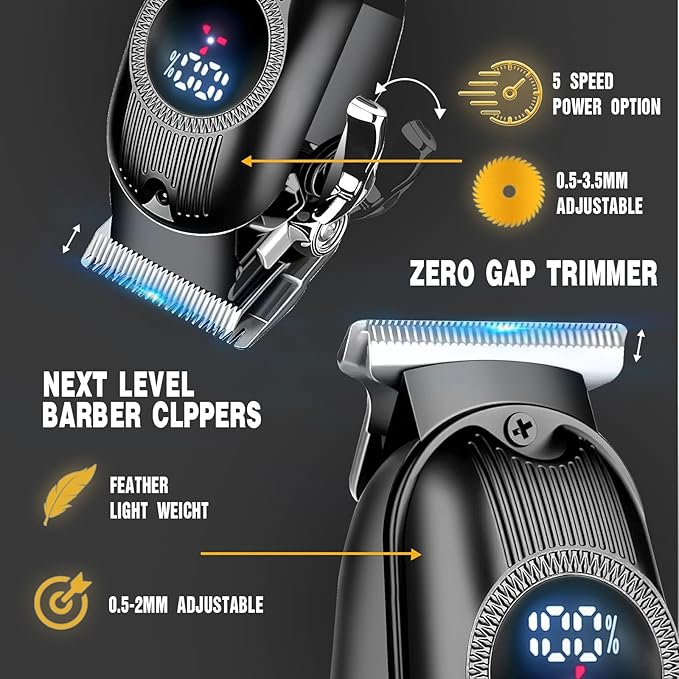 Hair Clippers for Men Professional Clippers and Trimmers Set, Cordless Hair Clippers, Haircutting Machine with LED Display for Barber Mens Grooming Kit