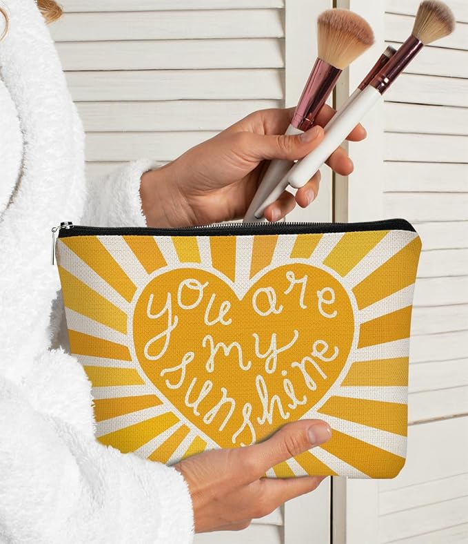 Makeup Bags for Women, Yellow Cosmetic Bag,You are My Sunshine Sunshine Makeup Bag Gifts Teacher Gifts Daughter Mon Gifts Sister Gifts Grandma Gifts, Birthday Gifts