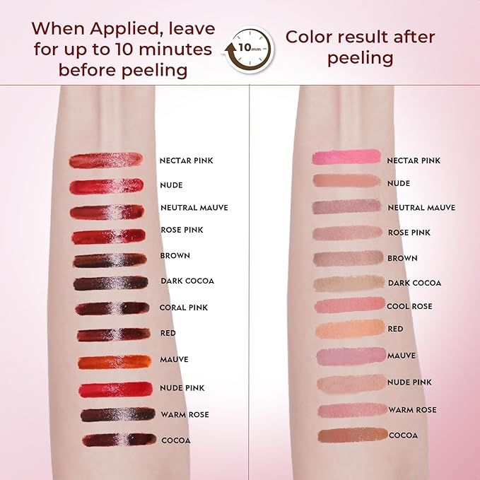 Lip Liner Stain Peel Off with Tweezer, Long Lasting Matte Lip Tattoo, Highly Pigmented Color Lip Makeup, Waterproof, Transfer-proof Lipstain for Women, COCOA