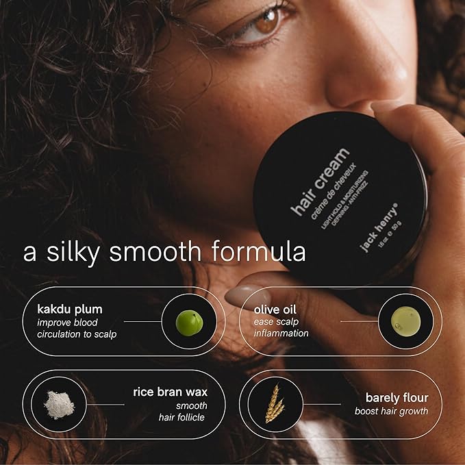 Jack Henry Hair Styling Cream for Men & Women - Light Hold, Subtle Shine - Lightweight Formula to Tame Frizz & Flyaways - Works for All Hair Types
