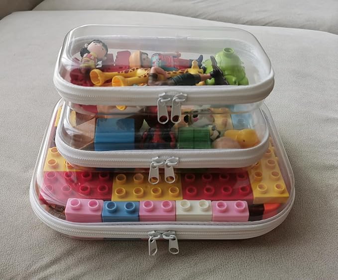 Clear Hard Shell Zipper Case Upgraded Thicker Transparent Pencil Case Toiletry Pouch, Clear Zipper Pouches Hard Shell Travel Organizer, Cosmetic Bag, Lidded Storage Bins Playroom Toy Bin (SSM)