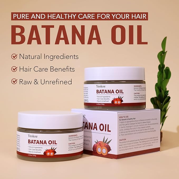 Batana Oil for Hair Growth Pure and Natural Raw Unrefined Dr Sebi,Hair Oil,Great for Skin Care and Hair Care Promotes Hair Thickness for Men Women