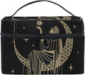 Makeup Train Case Sacral Night Girl On Moon Korean Carrying Portable Zip Travel Cosmetic Brush Bag Organizer Large for Girls Women