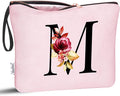 Vavabox A-Z Personalized Makeup Bag, Birthday Gifts for Women Mom, Gifts for Best Friend, Bride Bridesmaid Cosmetic bag (M, Pink)