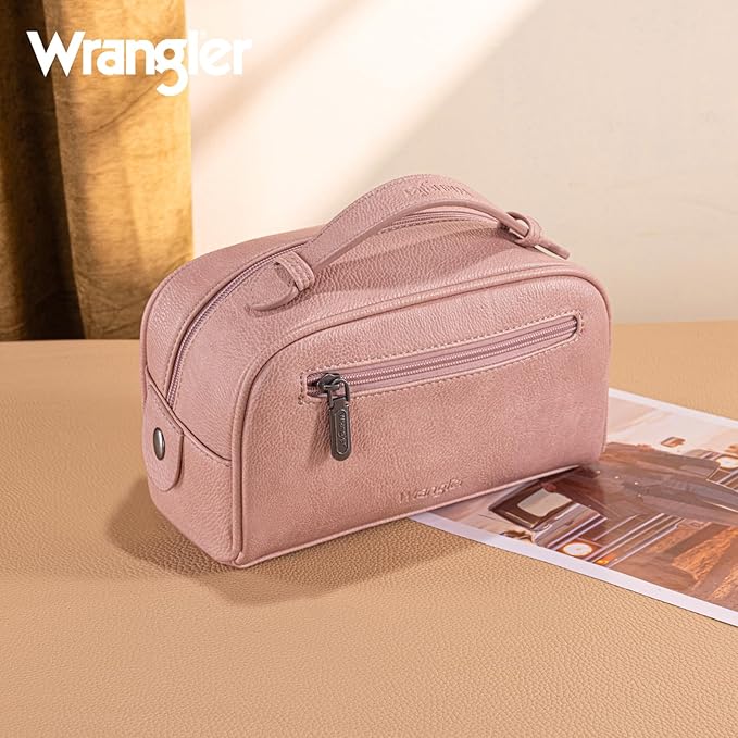 Montana West Wrangler Makeup Bags for Women Portable Toiletry Bag Small Travel Cosmetic Organizer for Gift Zipper Closure