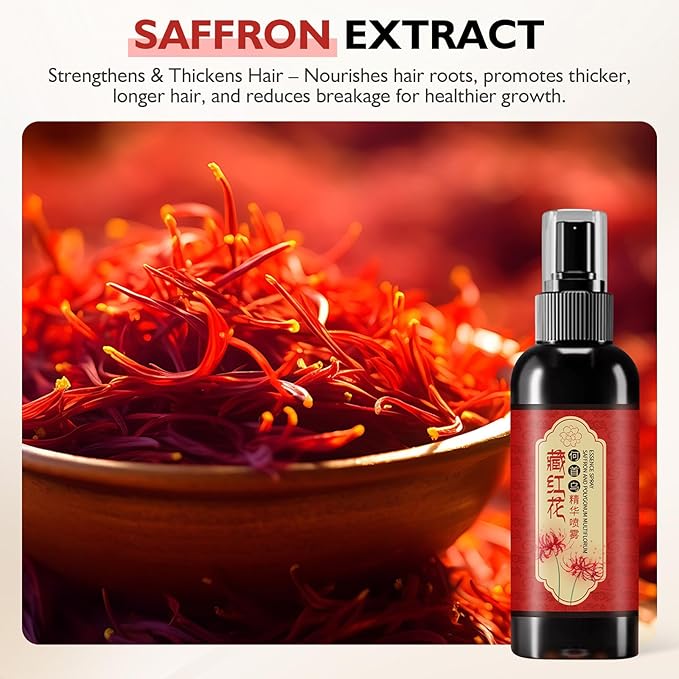Saffron Hair Spray, Saffron Essence Spray for Hair Care, Nourishing Hair Care, Anti-Loss Root Strengthening, Improve Dryness and Frizz, Leaving Hairs Shiny Non-Frizzy (3 PCS)