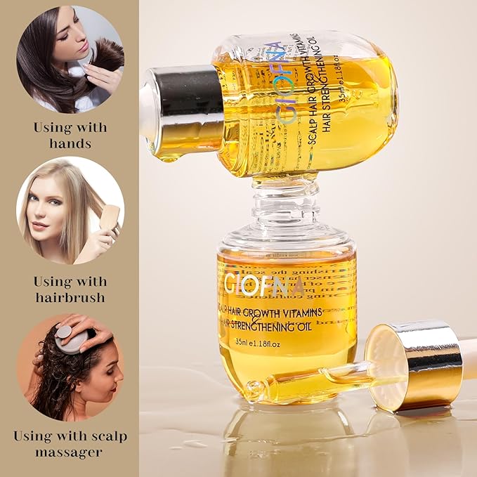 Hair Oil, Rosemary Serum for Hair Growth, Scalp Care for Curly, Thick, Frizzy, and Damaged Hair, Reduce Hair Loss for Women and Men (2Pcs)