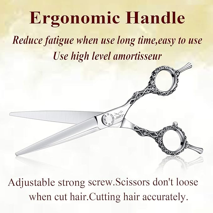 JASON Professional Hair Scissors Barber Scissor 6.0" Razor Edge Hair Cutting Shears Japanese Stainless Steel for Salon Home Kid Men Women