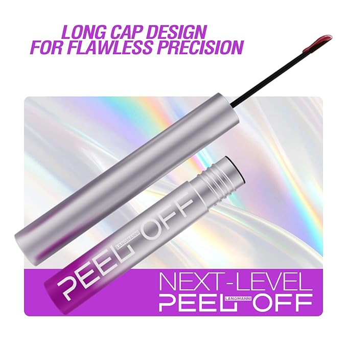 LANGMANNI 2Pcs Peel Off Lip Liner Set,Lip Stain Peel Off,Long-Lasting Waterproof & Smudge-Proof Matte Lip Liners With Ergonomic Handle & Precision Brush,Makeup Gift for Girls (#1+3)
