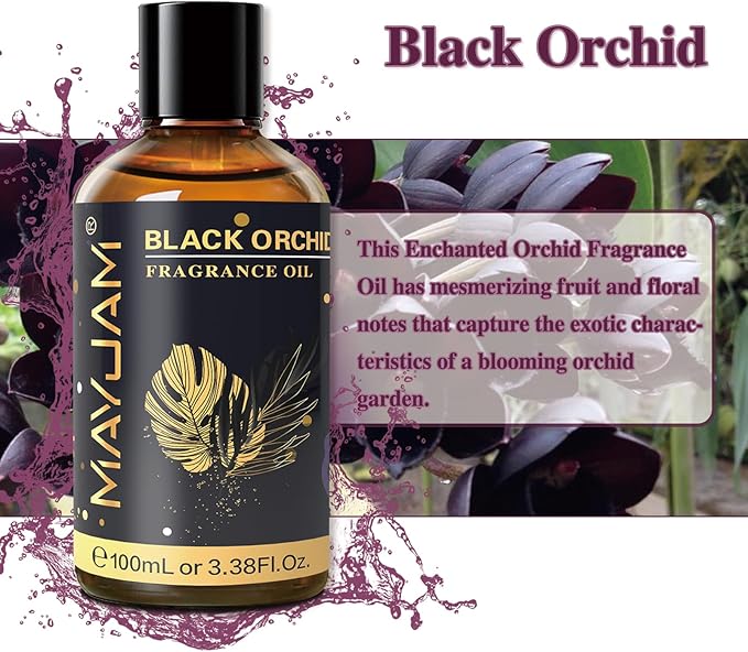 MAYJAM 100ML/3.38FL.OZ Black Orchid Fragrance Oils with Glass Dropper, Essential Oils for Diffusers for Home, Long Lasting Scented Oils for Diffusers Soap Candle Making