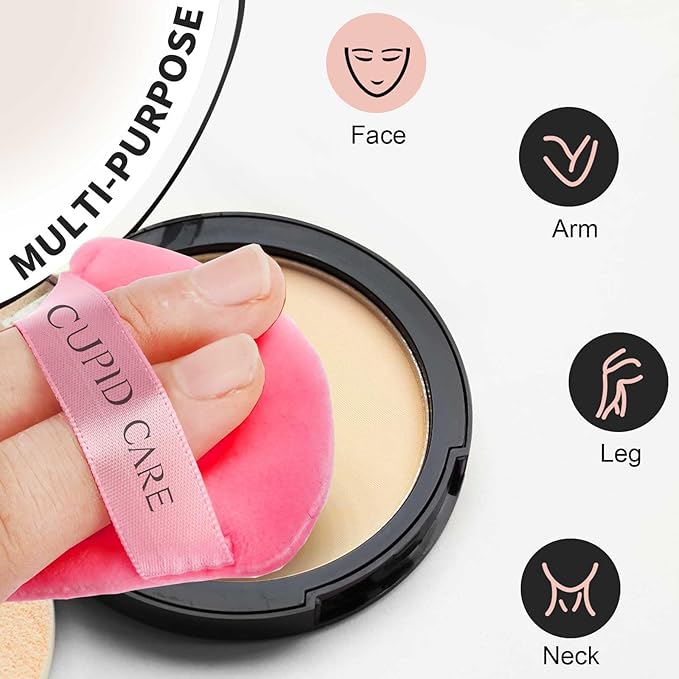 6 Pcs Triangle Powder Puff with 2 Travel Cases, Setting Powder Puffs for Face Powder and Foundation, Velour Makeup Puff for Loose Powder Body Powder, Skin-Friendly, Beauty Makeup Tools-Red