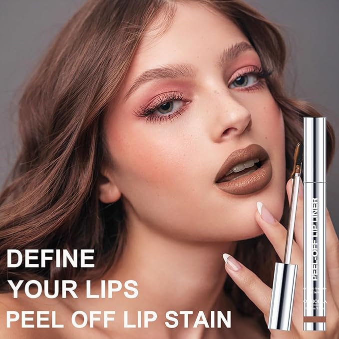 3 Colors Peel Off Lip Liner with Tweezer Kit, Rich Color Matte Finish Lip Tint Stains Makeup Set for Women, Long Lasting, Waterproof, Smudge Proof, For All Skin Types (#2, #3, #4)