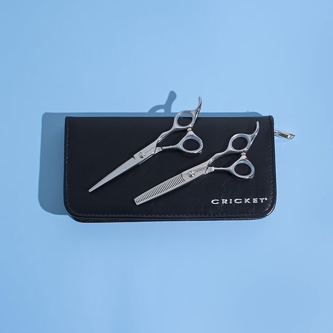 Cricket Shear Advantage Duo Professional Stylist 5.75" & 32T Stainless Steel Hair Cutting Scissors and Hair Thinning Shears Set, Value Set with Case and Accessories