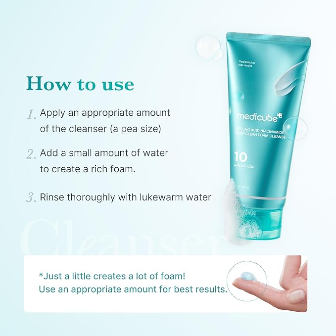 medicube Azelaic Acid Gummy Whip Cleanser | Cleansing Foam For Troubled Skin | Use After Spot Care & Excess Sebum Control | Niacinamide, Glycerin | Soothing, Pore Cleansing Face Wash | Korean Skincare