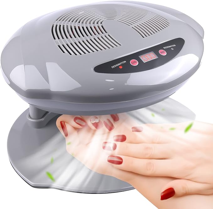 Kalolary Nail Lamp, 400W Air Nail Dryer Nail Fan Hair Dryer for Hands and Feet Nail Polish Automatic Sensor Warm Cool Breeze Use at Home and Salon (Grey)