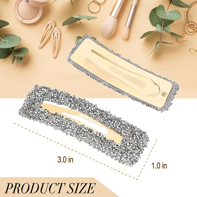 Rhinestone and Crystal Hair Clips 2-Pack, Sparkly Barrettes & Elegant Bling Accessories for Women & Girls(Set11)