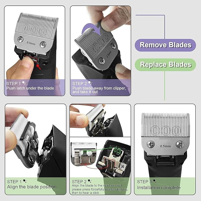 Detachable Replacement Ceramic Blades,Compatible with Andis/oster Classic 76/Star-Teq/Power-Teq/A5 Clipper (3-3/4)