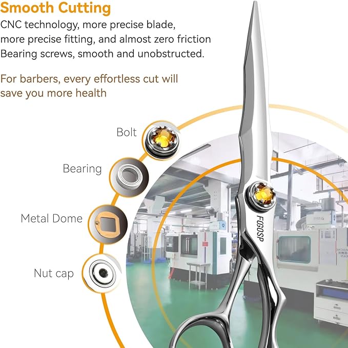 Professional Hair Scissors 6.5” Barber Scissors Japan VG10 Fine Cutting Blades Professional CNC Hair Shears Barber Scissor for Men and Women Haircut Shear Kit