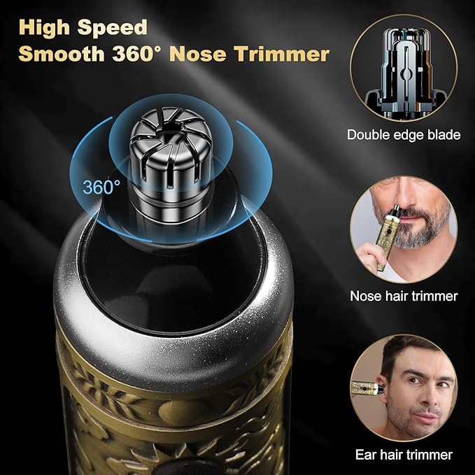 Professional Cordless Barber Clippers for Men - Hair Clippers Zero Gap T-Blade Trimmer Electric Foil Shaver and Nose Hair Trimmer Set, Hair Cutting Grooming Kit Ideal Gift for Men