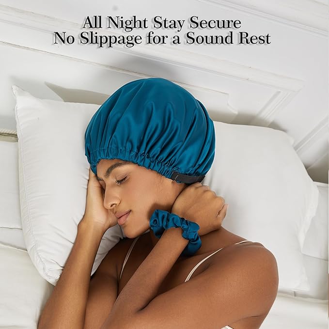 Satin Bonnet Silk Bonnet for Sleeping Women Double Layer Hair Bonnet Wrap Sleep Cap Gifts for Women Curly Hair