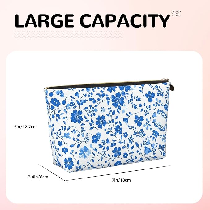 Womens Leather Makeup Bag Cosmetic Bag Travel Toiletry Bags Make Up Bags for Women Adult (Colorful Butterfly-1)
