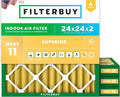 Filterbuy 24x24x2 Air Filter MERV 11 Superior Pet & Allergy Defense, by Filterbuy
