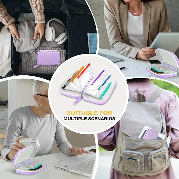 A7-L Timueetech Water-Proof Pill Pouch Set, BPA Free, A7-L Pill Loose-Leaf Storage with Color-Coded Medicine Pouches, Large Reusable Travel Medicine Organizer， Zippered Pill Organizers Weekly