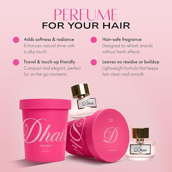 D'Cheveux Hair Perfume Mist for all hair types. Long- lasting fragrance with Jasmine, vanilla, coconut & caramel scent. Infused with Argan Oil for hydration, nourishment & shine Luxury perfume, 50ml