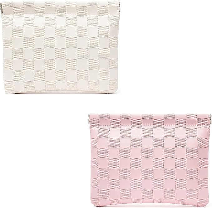 Leather Pocket Cosmetic Bag for Purse,Coin Purse Lipstick Cosmetic Accessories Organizer, Travel Kit Storage Pouch,Waterproof Portable No Zipper Self-closing Small Makeup Pouch for Women