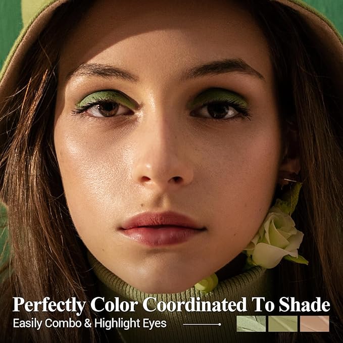 3PCS Eyeshadow Stick, Metallic And Green Eye shadow Sticks Pencil Crayon，Eye Brightener Stick Makeup with Crease-proof Formula