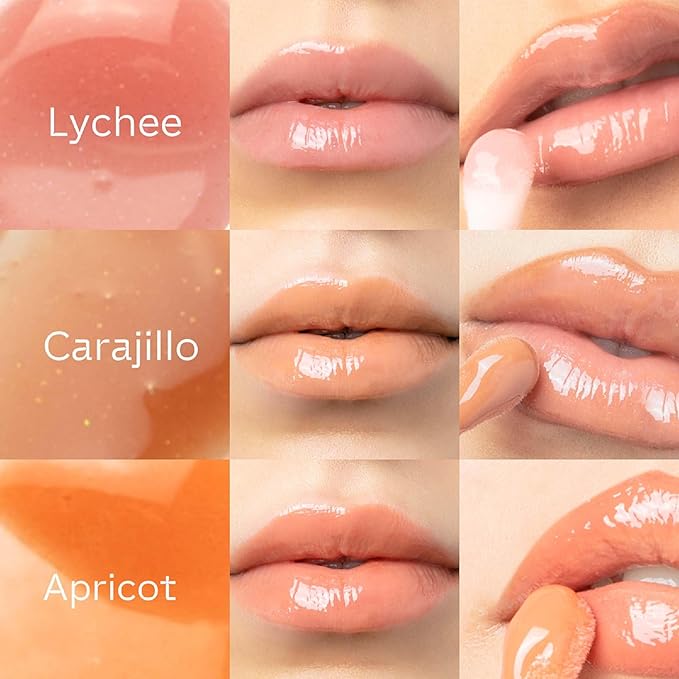 SARELLY, Lip Gloss + Shimmer, Apricot Honey Bourbon & Vermeil 24K, Makeup, Vegan Lip Shine, Sarelly Creative Lab