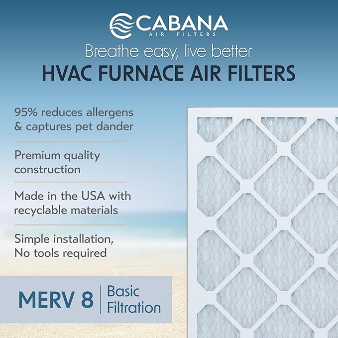 Cabana Filters 6-Pack 14x25x1 MERV 8 AC Furnace Air Filter - Image 2