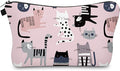 Cute Travel Makeup Bag Cosmetic Bag Small Pouch Gift for Women (Pink Cat)