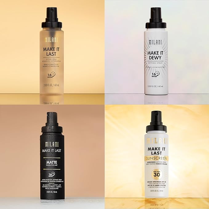 Milani Setting Spray + Primer, Make It Last Matte- Oil Absorbing Charcoal Formula to Control Shine, Matte Finish Setting Spray for Makeup and Primer for Oily Skin, Prime +Correct + Set - 2 Pack