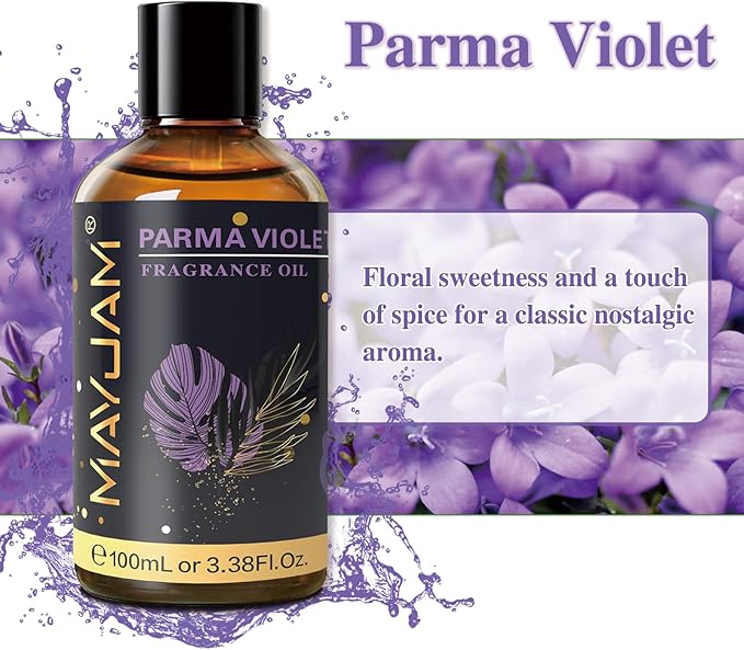 MAYJAM 100ML/3.38FL.OZ Parma Violet Fragrance Oils with Glass Dropper, Essential Oils for Diffusers for Home, Long Lasting Scented Oils for Diffusers Soap Candle Making
