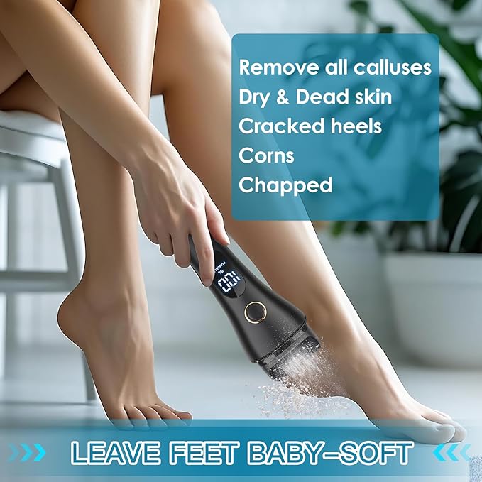 Electric Foot File Callus Remover for Feet - 9pcs Larger Grinding Head&3Speed, Pedicure Kit Foot Scrubber Deadskin Callus Remover, Foot Care Kit Pedicure Tools for Dead Skin Callus Hardskin Dry Cracks