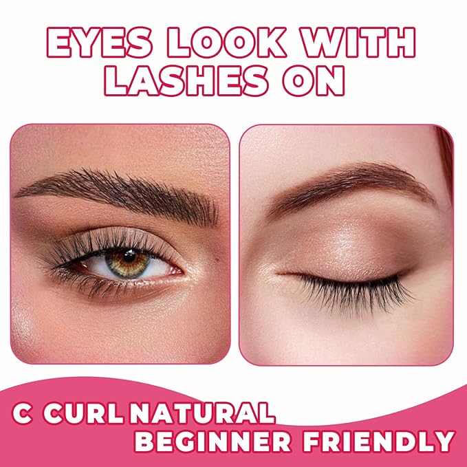 Natural Lashes Wispy Cat Eye Lashes 12mm False Eyelashes Natural Look Strip Lashes Thin Cotton Band Soft Eyelashes 3D Volume Lashes Pack C Curl Siligli Eyelashes 7 Pair