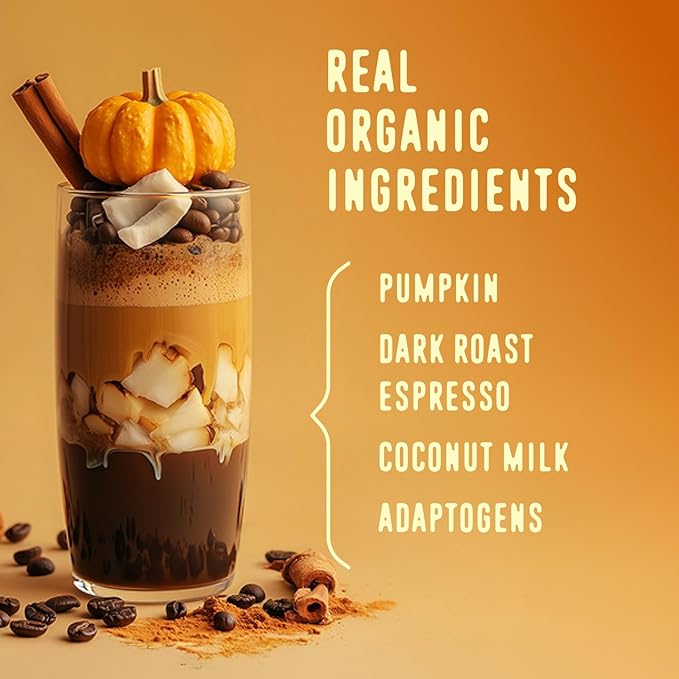 FlavCity Grass Fed Whey Protein Powder - Pumpkin Spice Latte - 25g Protein & 57mg of Caffeine - Made with Real Pumpkin & Organic Coconut Milk - Gluten Free & No Added Sugars (20 Servings)