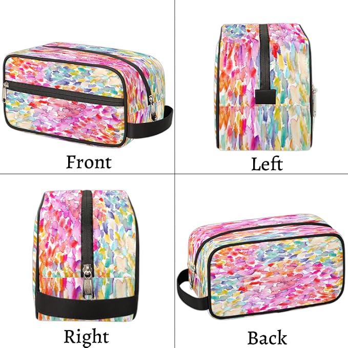 Abstract Art Rainbow Butterfly Travel Toiletry Bag for Women Men Lightweight Cosmetic Makeup Bag Organizer Waterproof Shaving Bag Dopp Kit with Large Capacity for Toiletries and Shaving Accessories