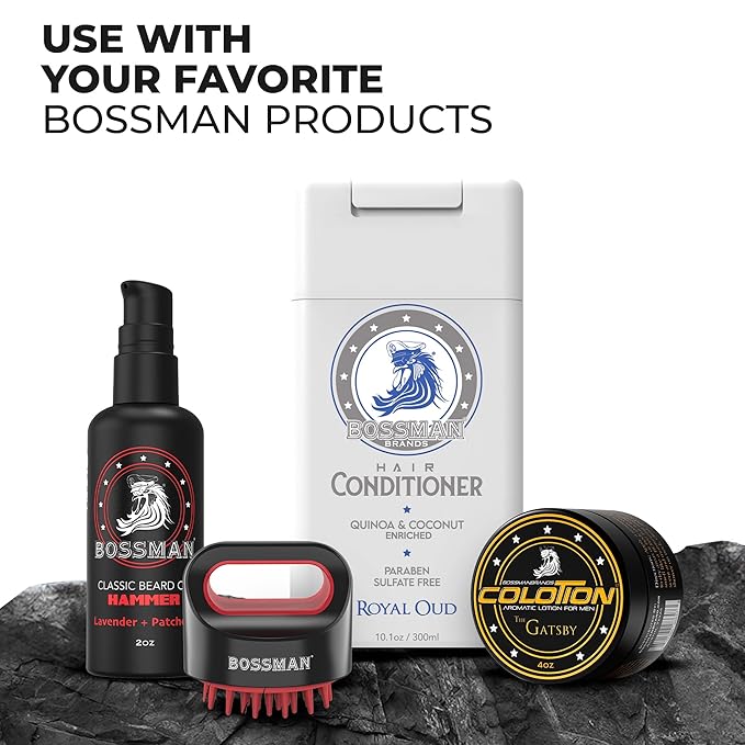Bossman Moisturizing Hair Conditioner for Men – Stimulates, Hydrates, Soothes Men's Hair and Scalp – Natural Quinoa & Coconut Enriched - Paraben & Sulfate Free (Royal Oud Scent)