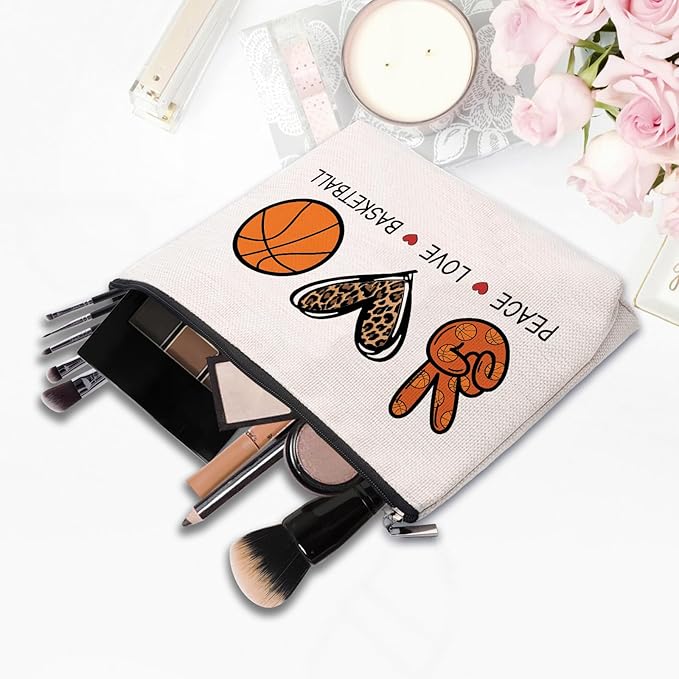Basketball Gifts for Women - Cosmetic Bag Gifts for Players, Fans & Friends - Travel Makeup Pouch