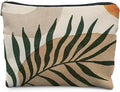 Abstract Boho Botanical Makeup Bag, Tropical Palm Leaf Cosmetic Bags for Women, Boho Gifts for Women, Minimalist Modern Plant Zipper Makeup Pouch