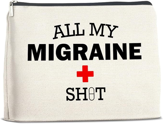 Medicine Cosmetic Bag Headache Migraine Awareness Gifts, All My Migraine Bag Zipper Makeup Pouch
