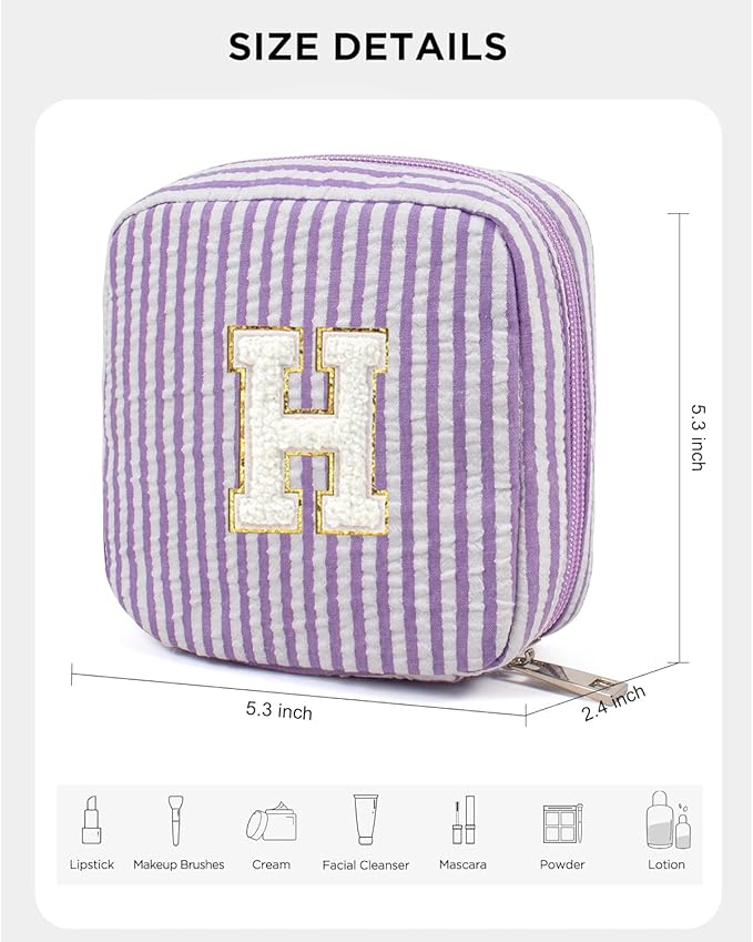 LETGO Preppy Stuff for Teen Girls, Gifts for Teen Girls Birthday Gifts Idea for Mom Her | Personalized Cute Makeup Bag for Girlfriend | 21st Birthday Gifts for Her Makeup Pouch Monogram Makeup Bag