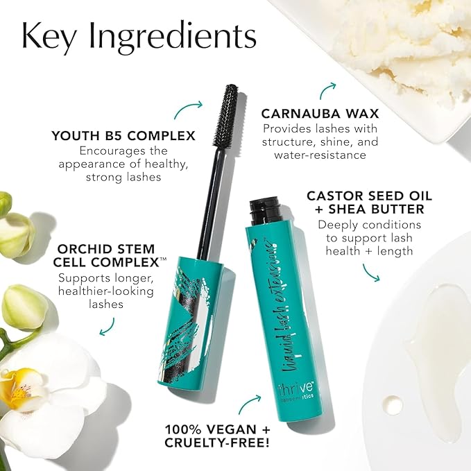 Thrive Causemetics Liquid Lash Extensions Mascara 3 Pack, Tubing Thrive Mascara Lengthening, Makeup Gift Set for Women, Volumizing & Curling, Smudge Proof, Vegan & Cruelty Free, Crystal (Brown Black)