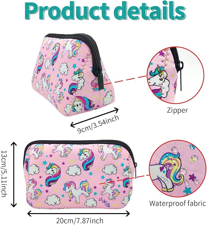 Cosmetic Bag Waterproof Neoprene Zipper Pouch Travel Portable Toiletry Makeup Bags Organizer Case for Women and Girls