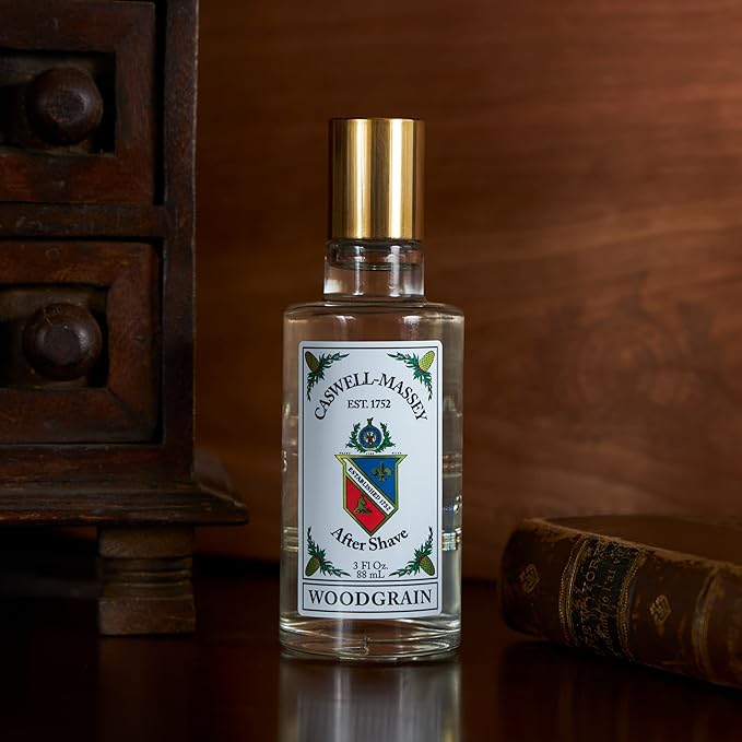 Caswell-Massey Woodgrain Sandalwood After Shave, Soothing Aftershave with Cedarwood, Clove & Musk, Made in USA, 3 Fl Oz