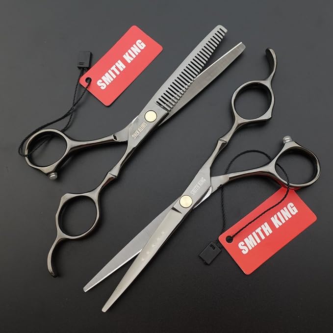 6.0 Inches Professional hair cutting thinning scissors set with razor (Gray)