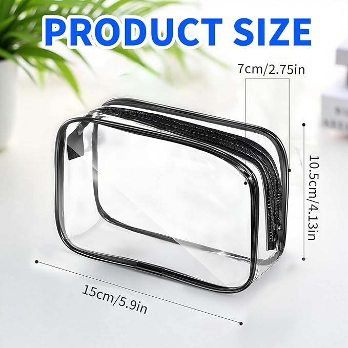 16 Packs Clear Makeup Bag - Waterproof Cosmetic Bag, Portable Travel Makeup Bag with Zipper for Men and Women