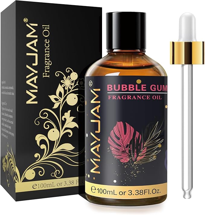 MAYJAM 100ML/3.38FL.OZ Bubble Gum Fragrance Oils with Glass Dropper, Essential Oils for Diffusers for Home, Long Lasting Scented Oils for Diffusers Soap Candle Making